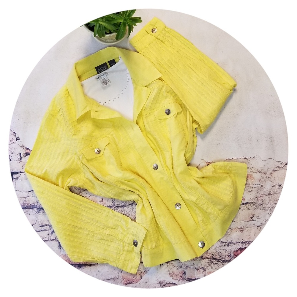 Chico's Additions Lemon Yellow Jacket Blouse XL